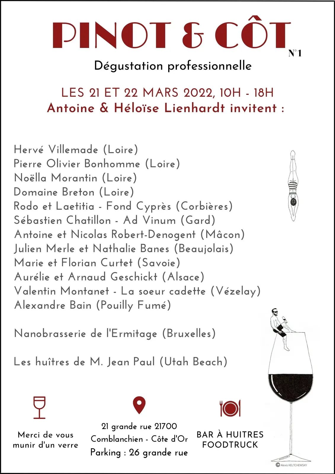 Affiche de Pinot & Côt n° 1, dégustation professionnelle les 21 et 22 mars 2022